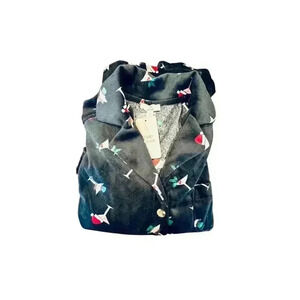 Como Vintage Women's Gray Graphic Print Pajama Set Size L, NWT.